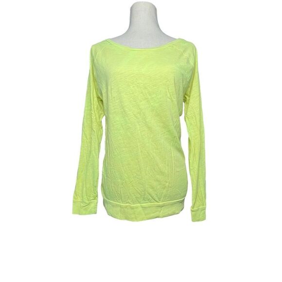 PINK Victoria's Secret Tops - PINK VS Customized Bleach Tie Dye Neon Yellow Long Sleeve Cotton Tee Shirt S-M